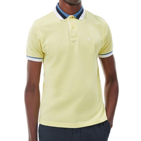 Barbour Light Yellow Polo Shirt with Blue Accents Finkle Polo size XXL - Picture 1 of 8